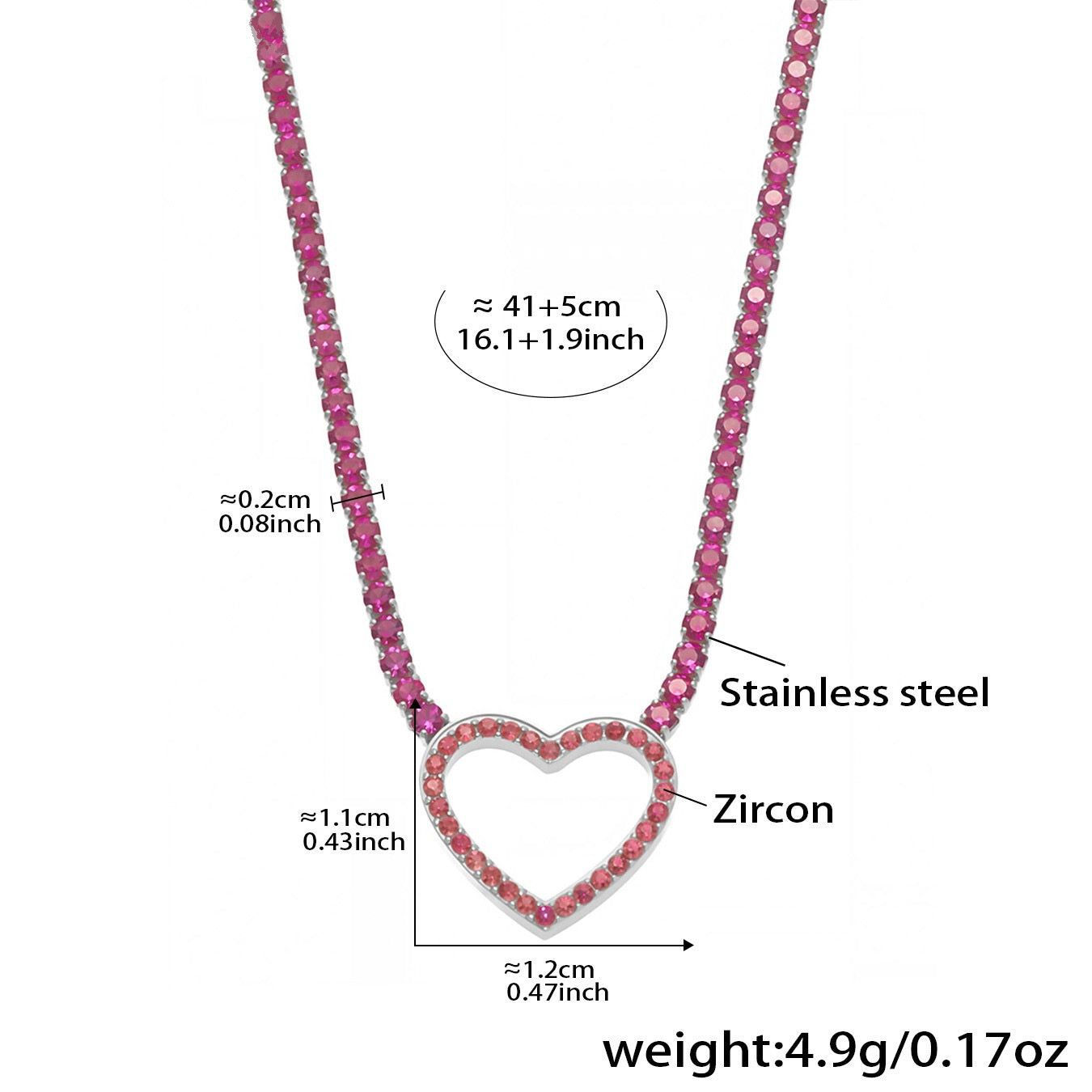 Ailany Pink Heart Zircon Necklace