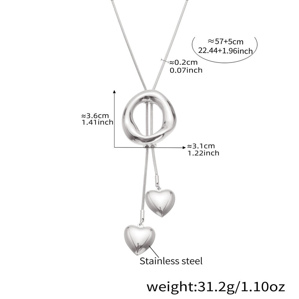 Allison Silver Tone Hearts Drop Necklace
