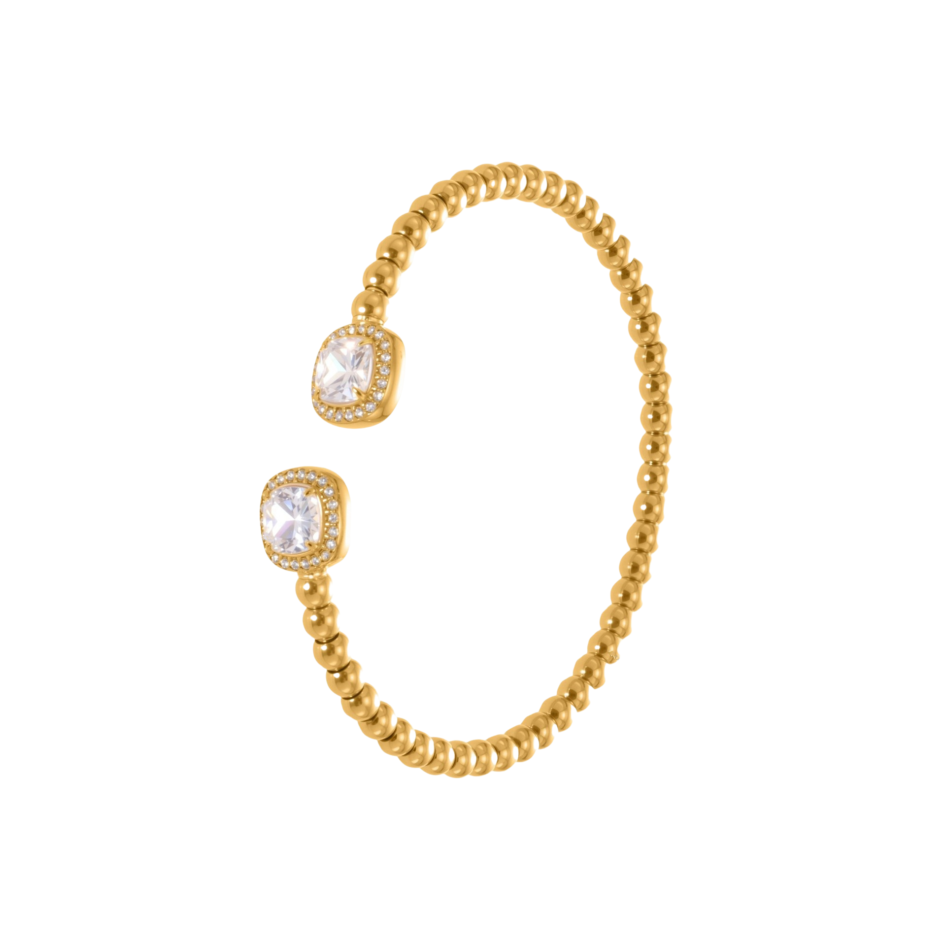 Haven Gold Tone Beads Zircon Cuff Bracelet