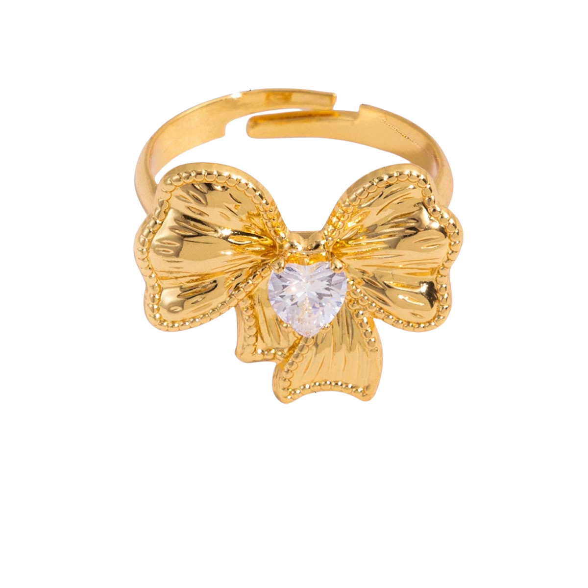 Leah Gold Tone Bow Knot Zircon Ring