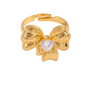 Leah Gold Tone Bow Knot Zircon Ring