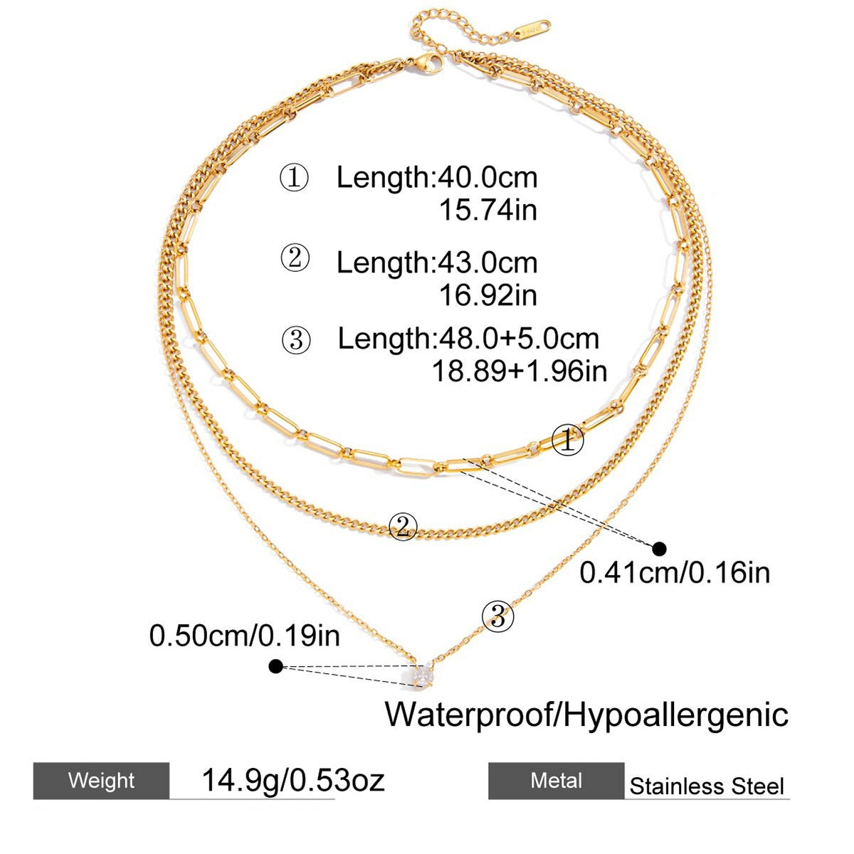 Rosalie Gold Tone Zircon Layered Necklace
