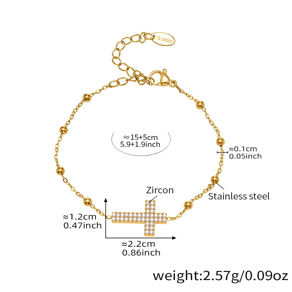 Eleanor Gold Tone Cross Zircon Bracelet