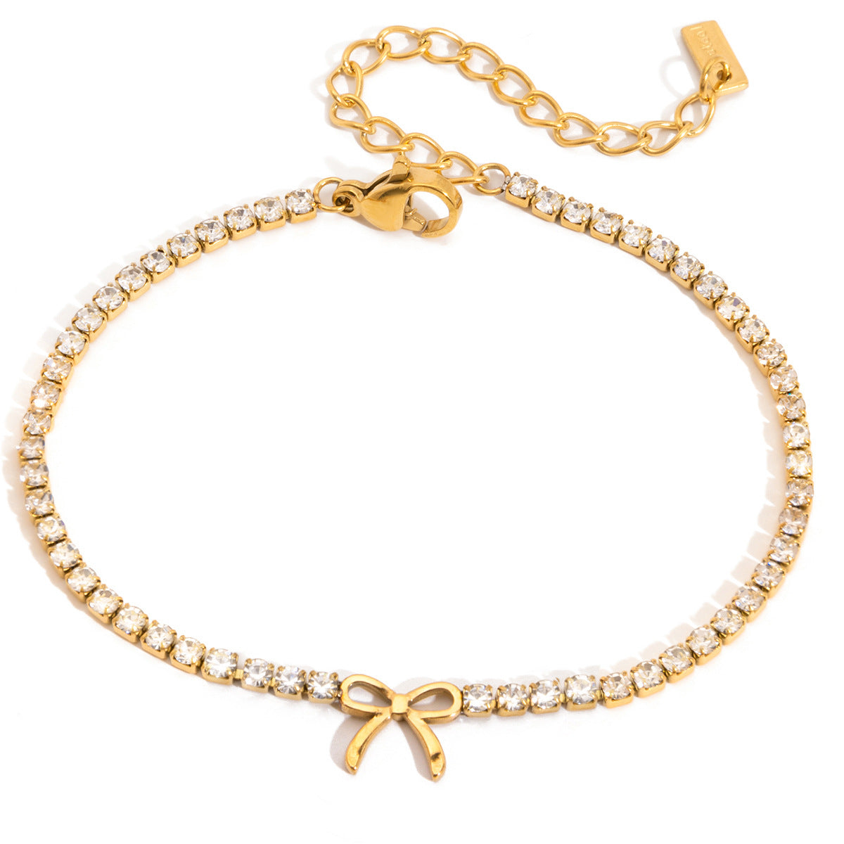Melody Gold Tone Zircon Bow Bracelet
