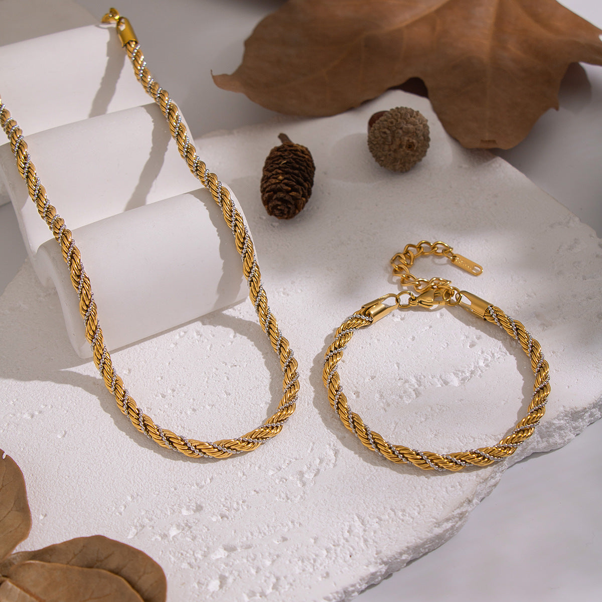 Sara Two Tone Chain Bracelet - large size