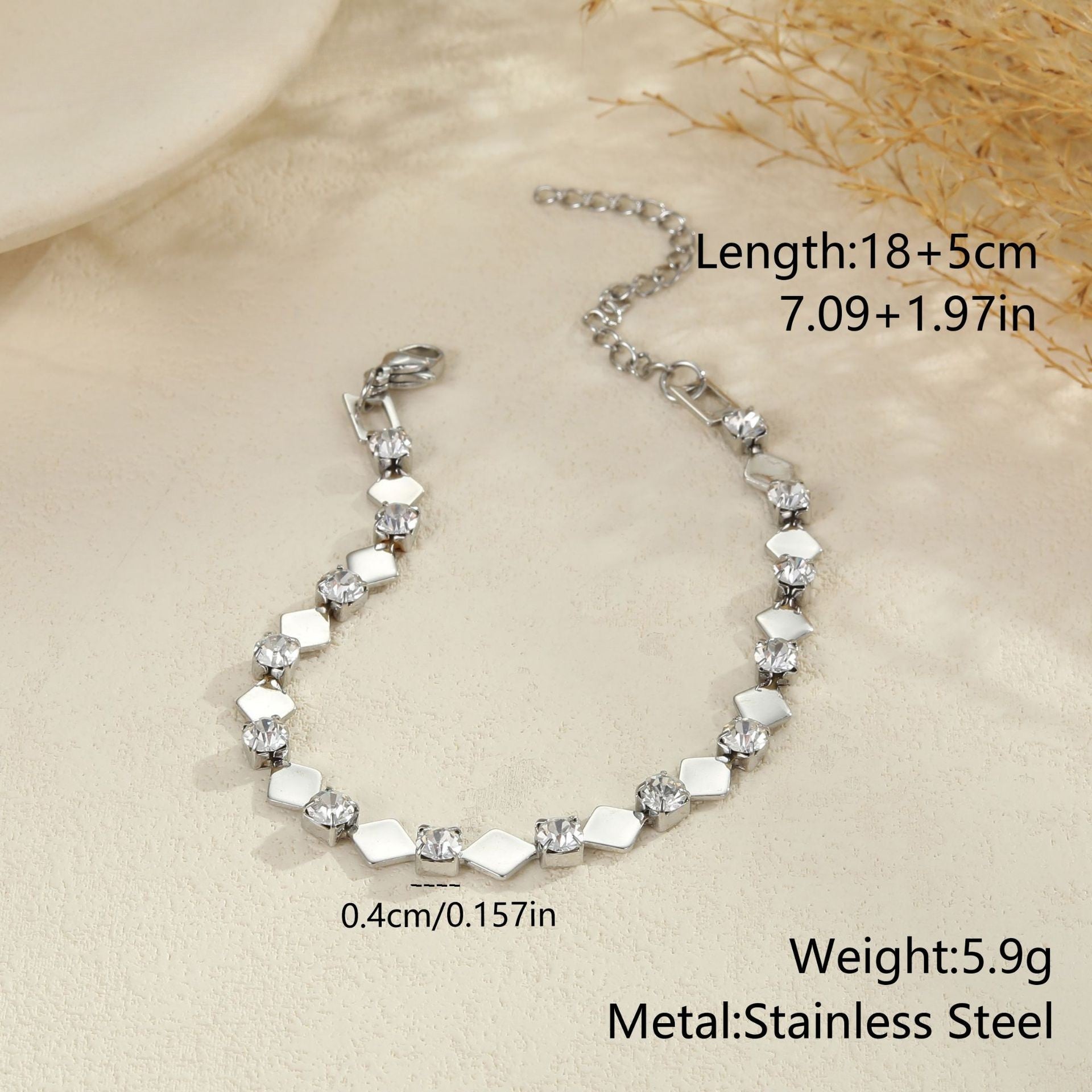 Peyton Silver Tone Squares White Zircon Bracelet
