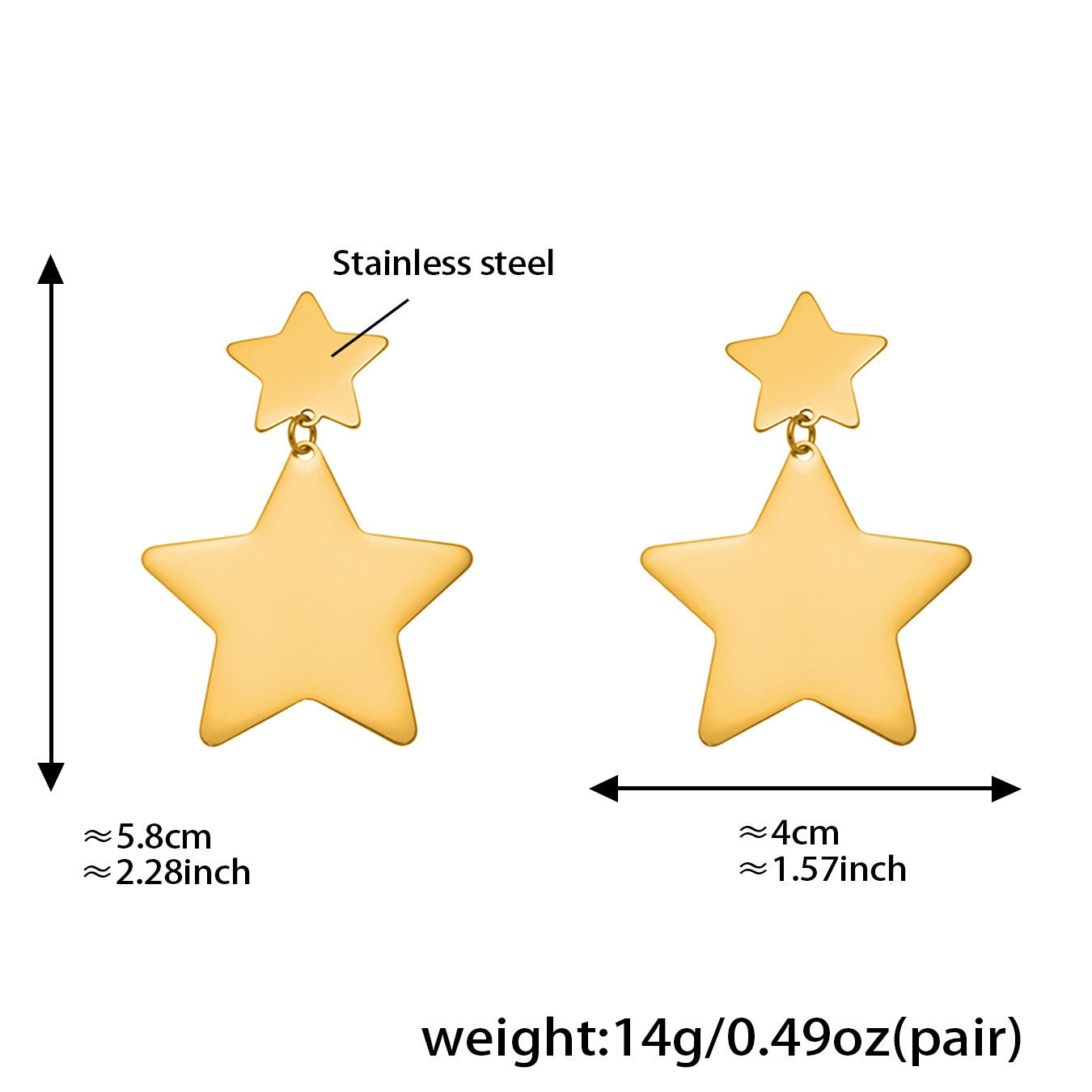 Ariana Glod Tone Stars Earrings