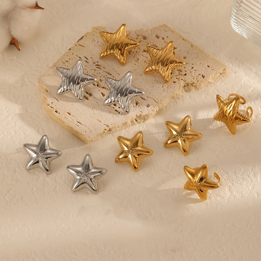 Athena Gold Tone Stars Earrings