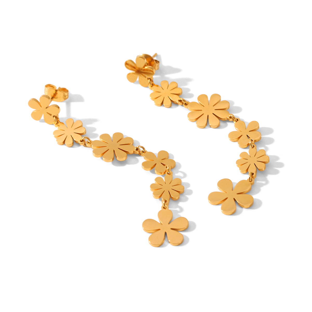 Isabella Gold Flower Dangle Earrings