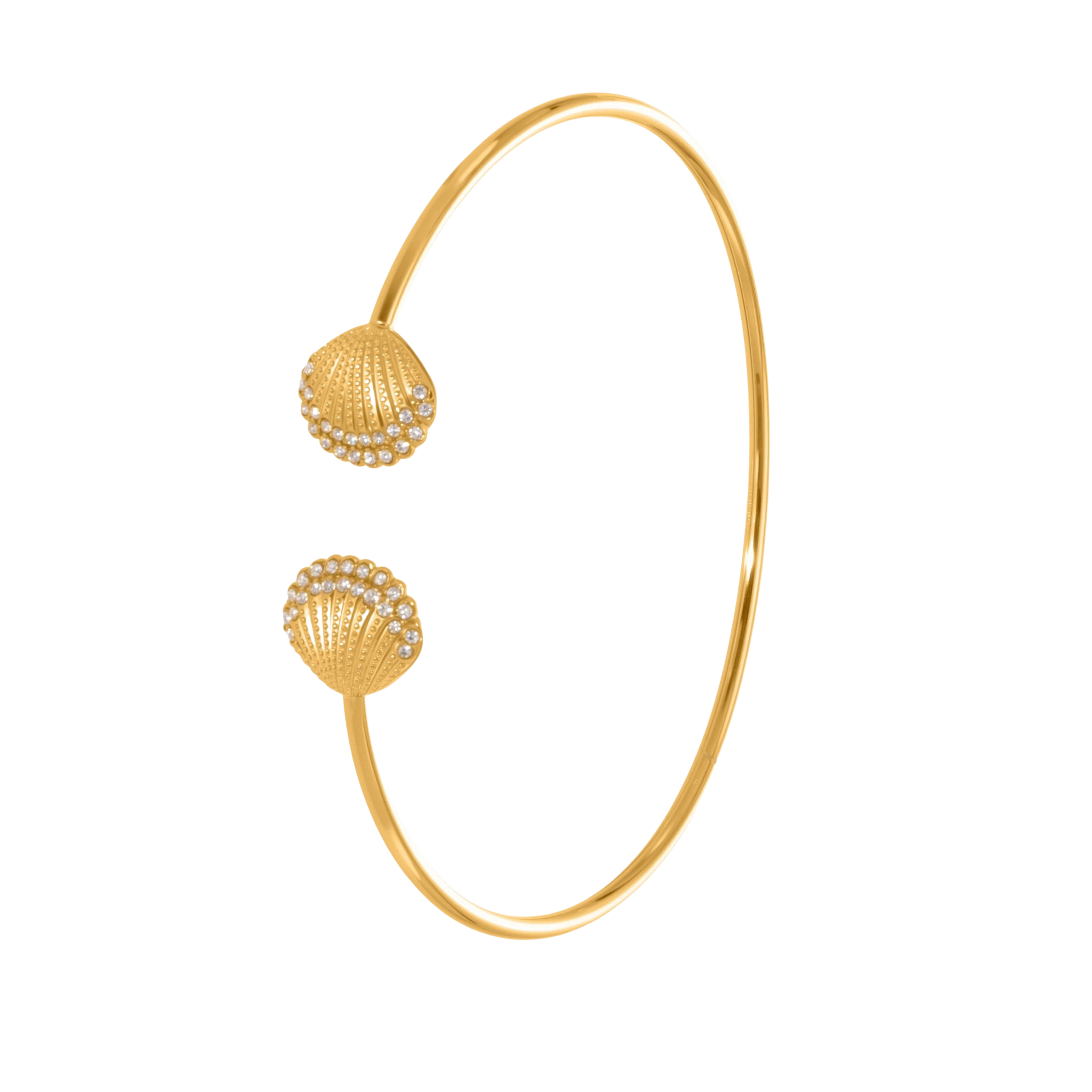 Natalia Gold Tone Shell Zircon Cuff Bracelet