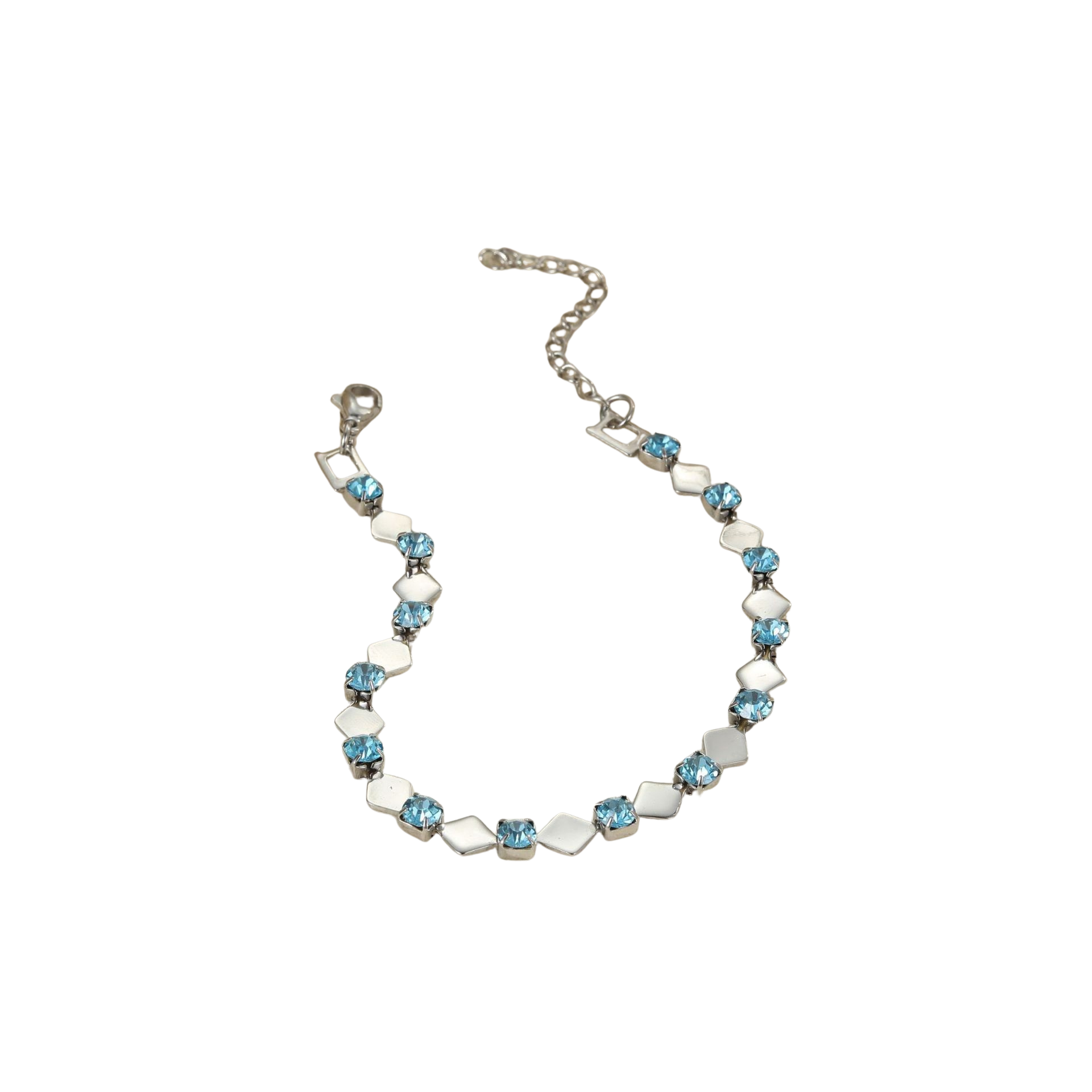 Peyton Silver Tone Blue Squares Zircon Bracelet