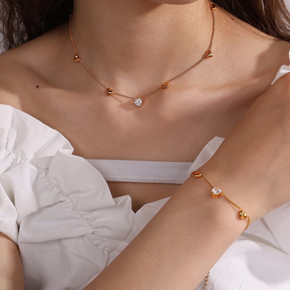 Piper Gold Tone Heart Zircon Necklace