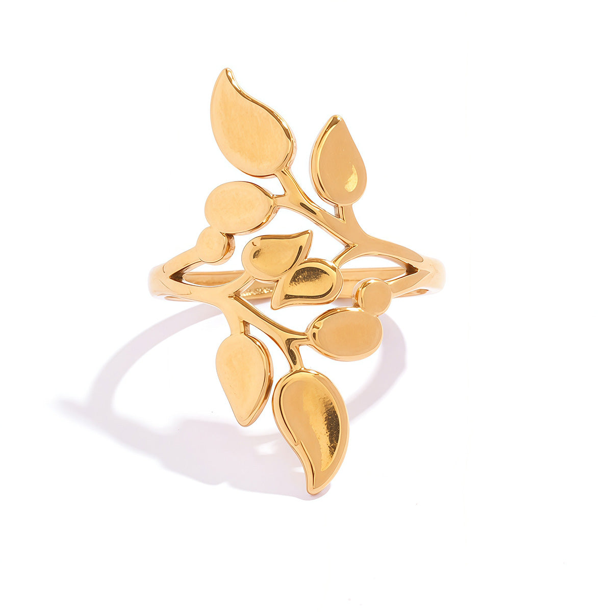 Aria Gold Tone Leaves Ring
