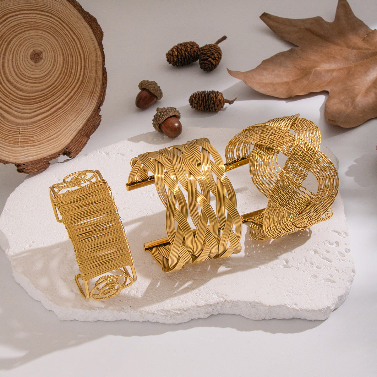 Lydia Gold Tone Interwoven Bangle