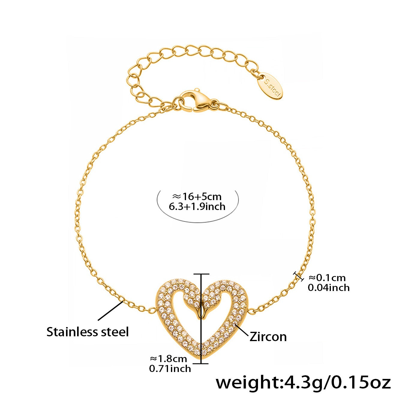 Parker Gold Tone Swan Heart Zircon Bracelet