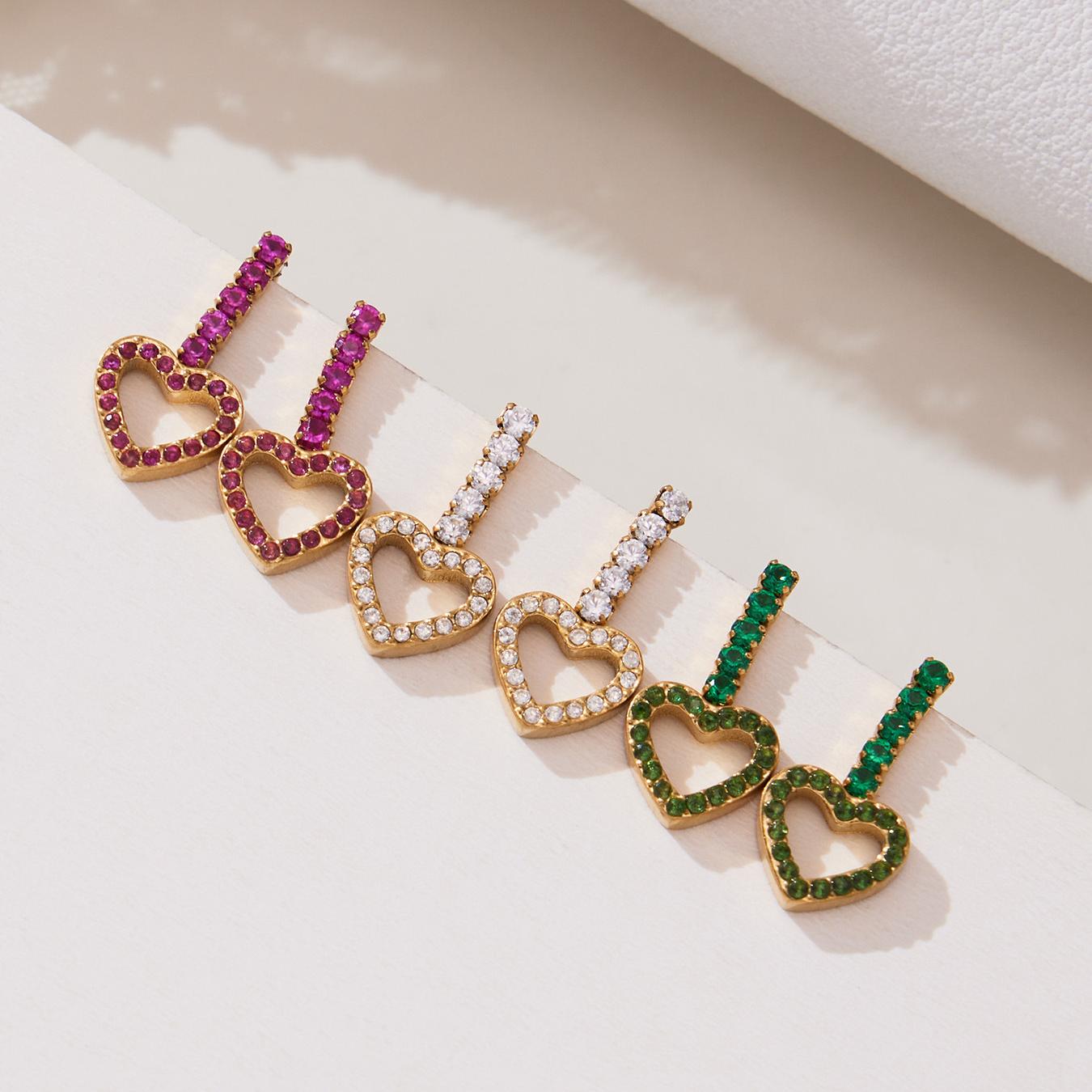 Ailany Green Heart Zircon Earrings