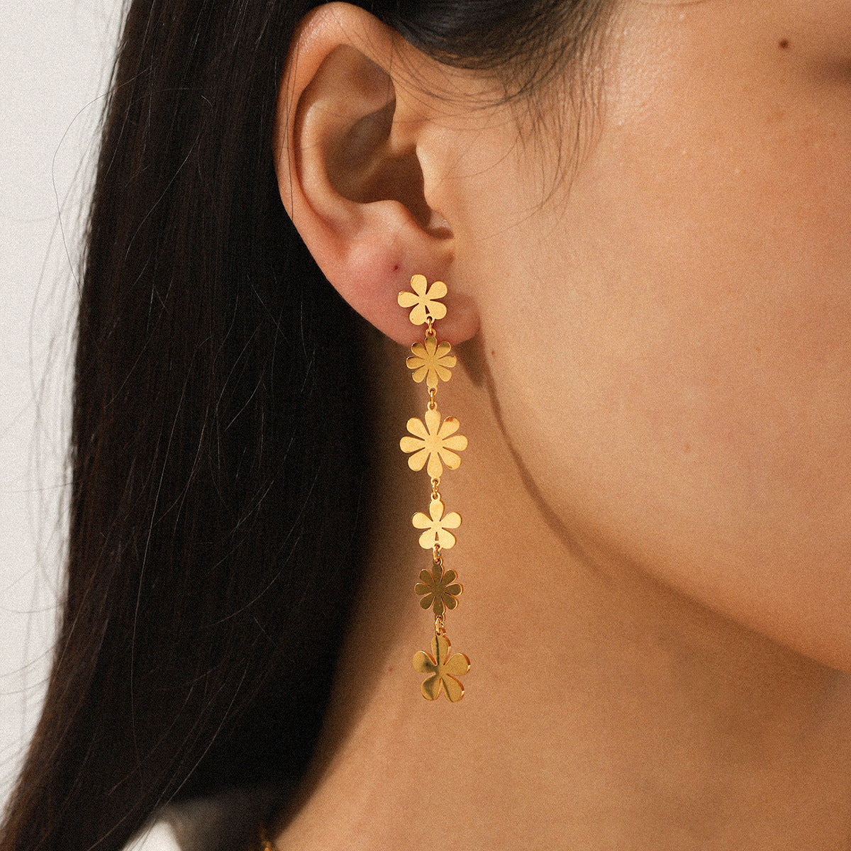 Isabella Gold Flower Dangle Earrings