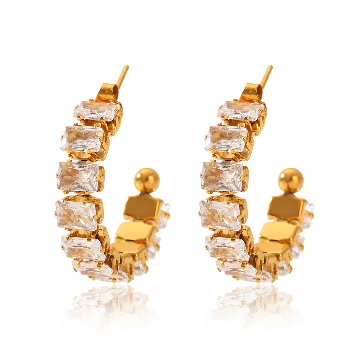 Ayla Gold Tone Zircon Hoop Earrings