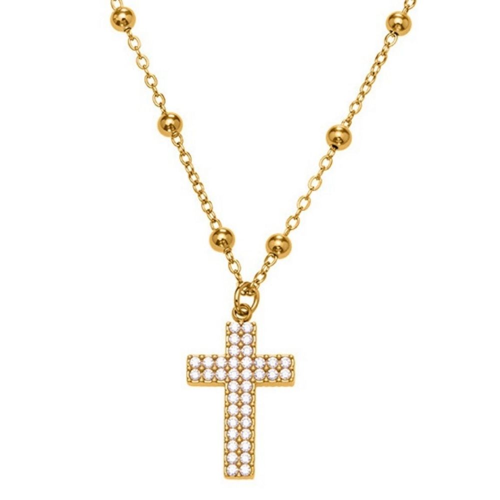 Eleanor Gold Tone Cross Zircon Necklace