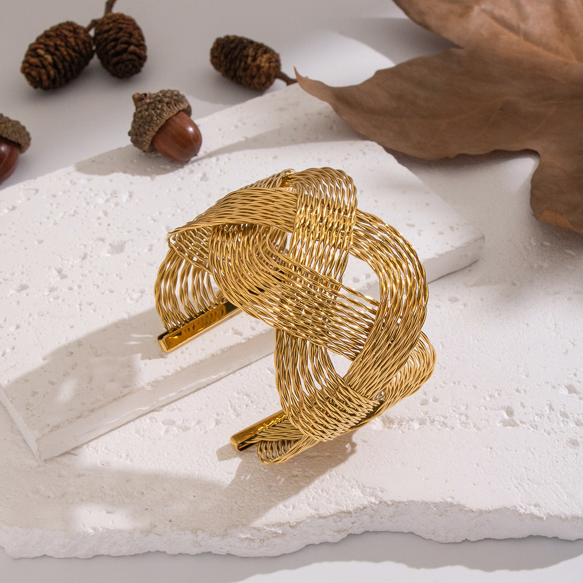 Lydia Gold Tone Interwoven Bangle