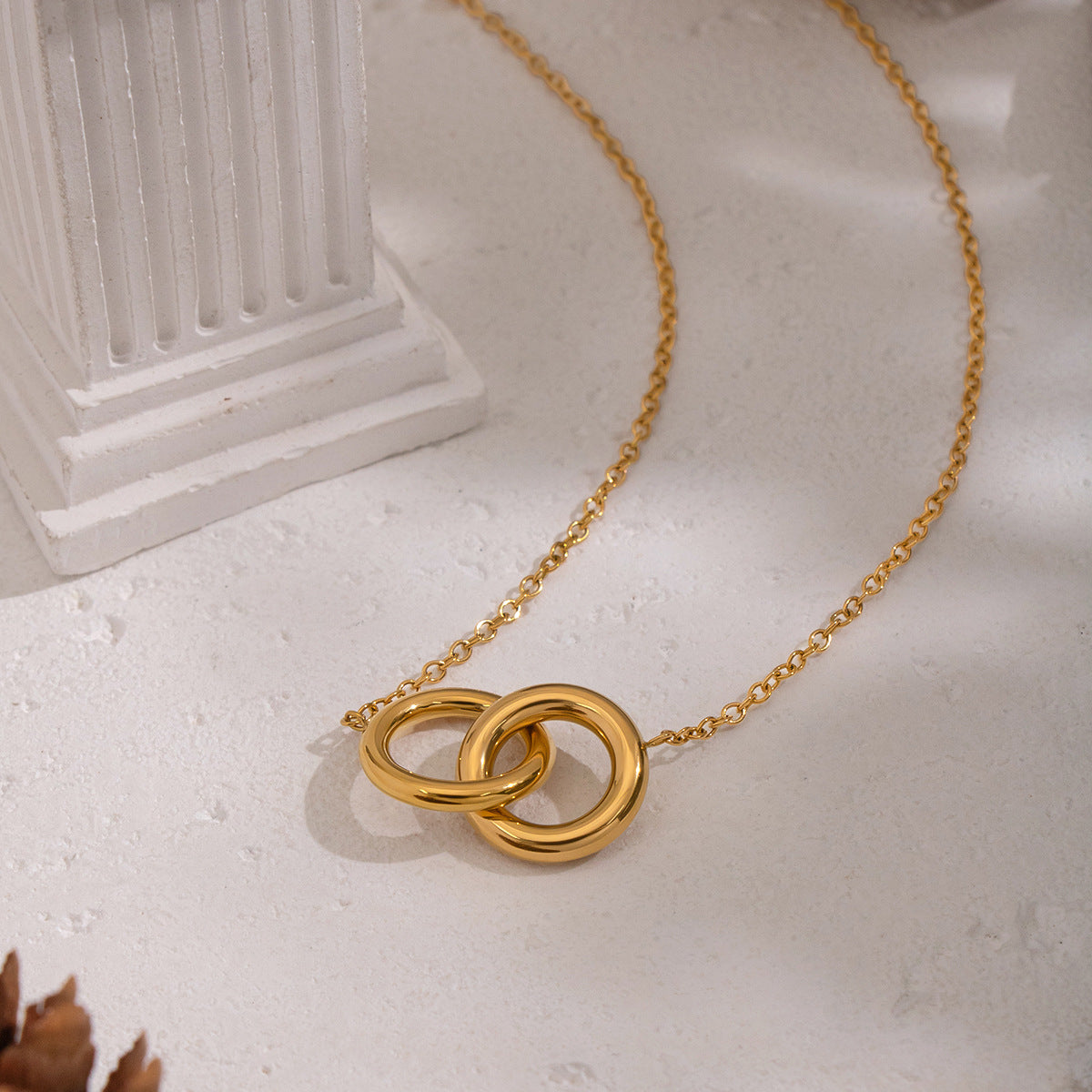 Alaia Gold Tone Interlock Circles Necklace