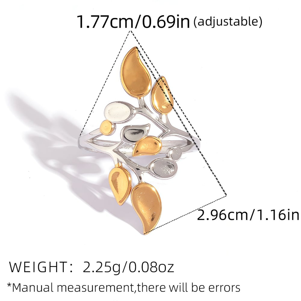Aria Two Tone Leaves Ring