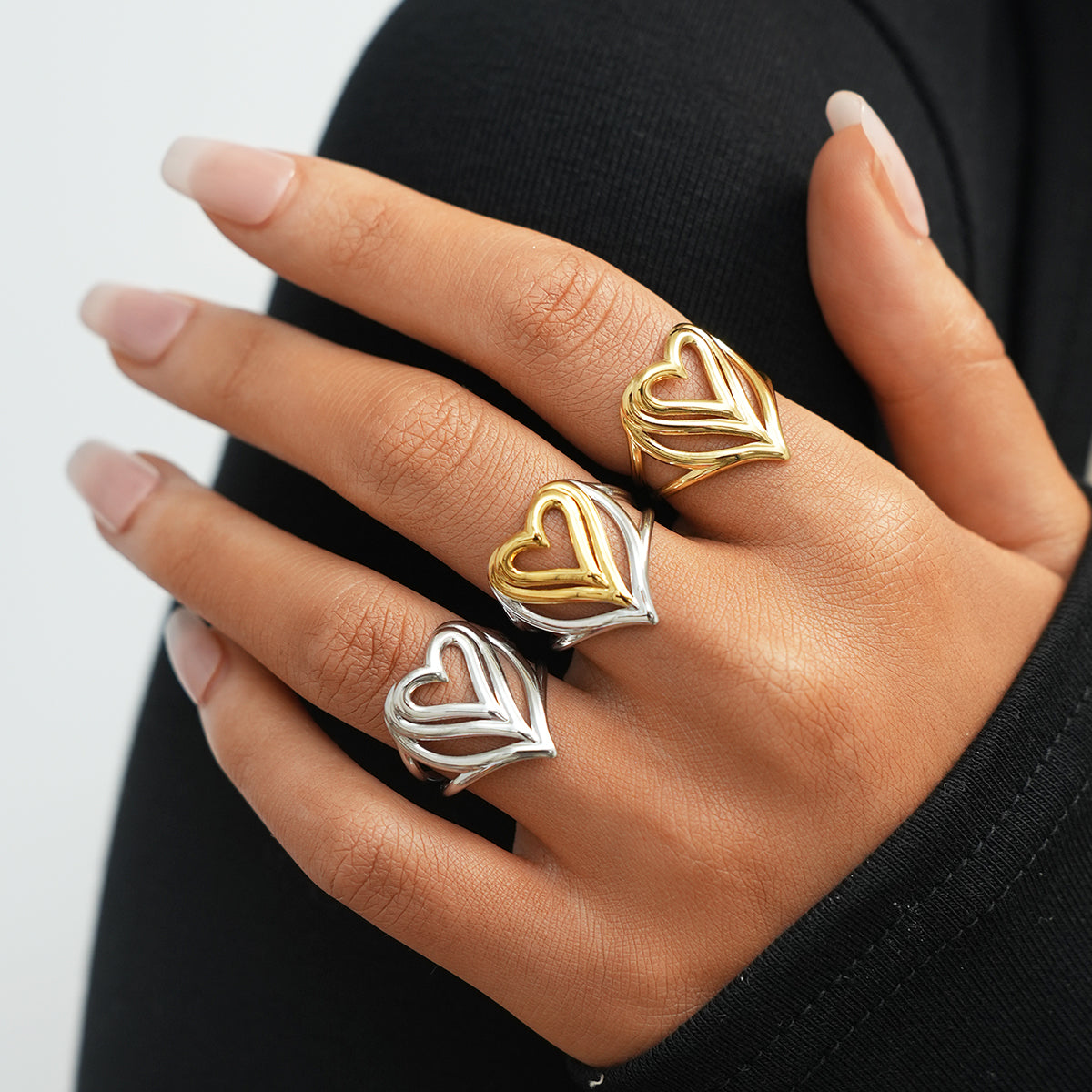 Emily Silver Tone Heart Ring