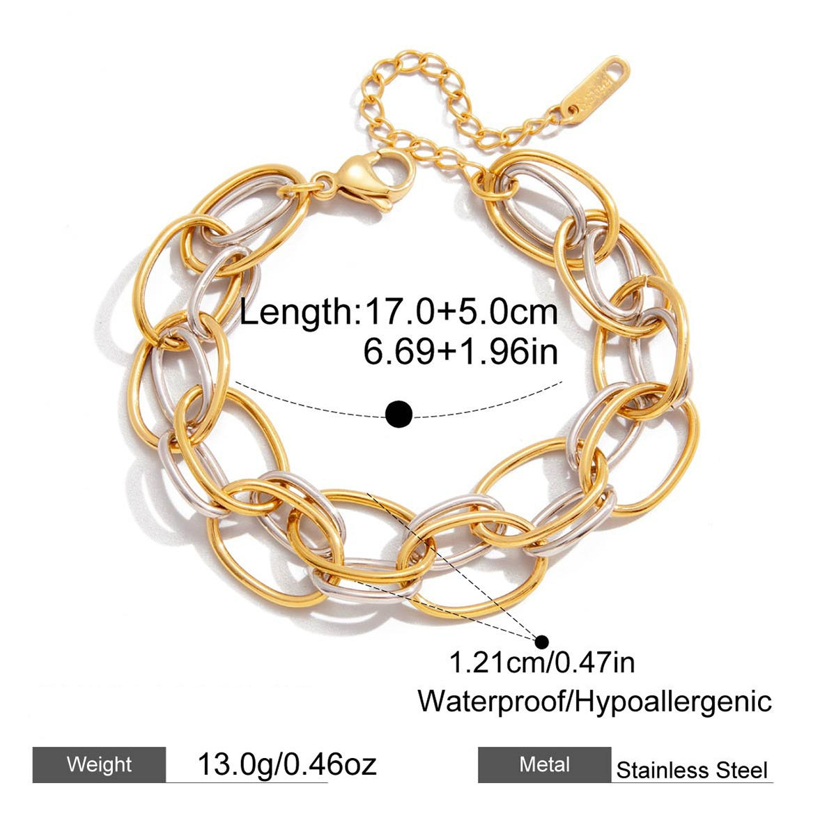 Melanie Two Tone Chain Bracelet