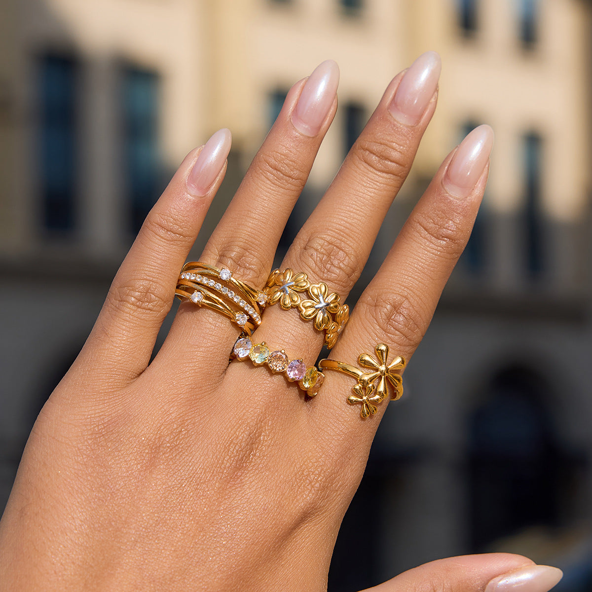 Violet Two Tone Single Clover Ring