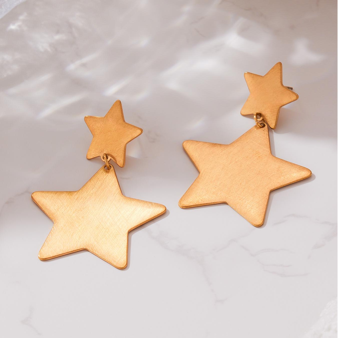 Ariana Glod Tone Stars Earrings