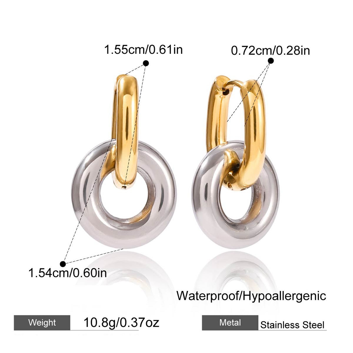 Sutton Two Tone Hoops Earrings
