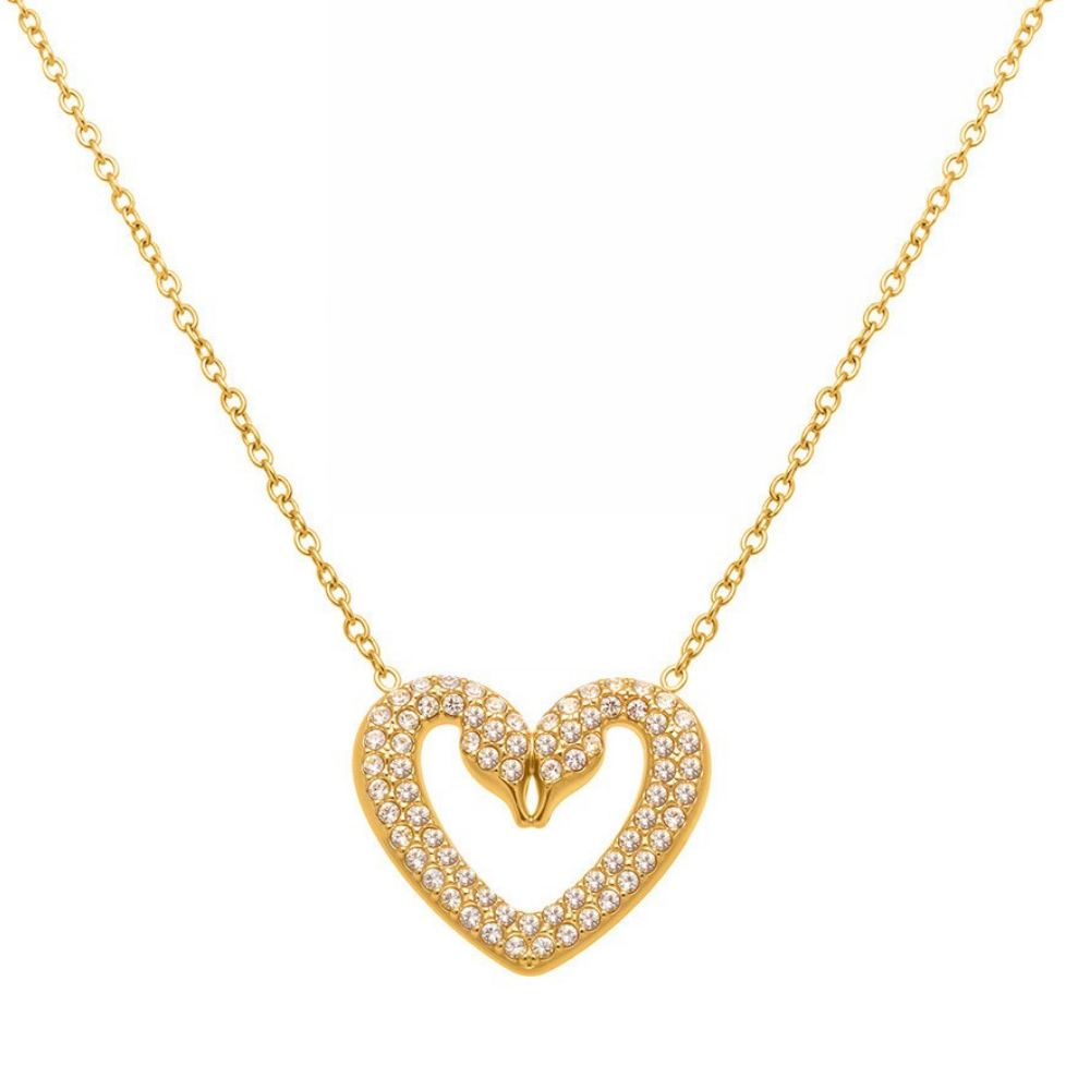 Parker Gold Tone Swan Heart Zircon Necklace