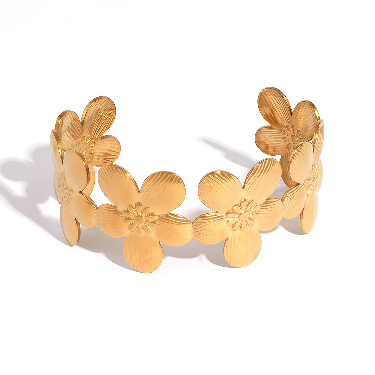 Sadie Gold Tone Flower Cuff Statement