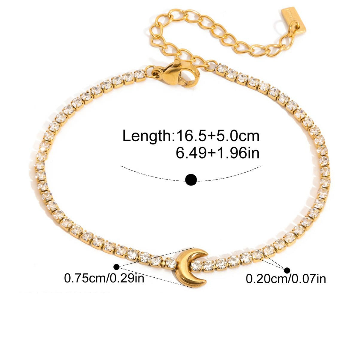 Melody Gold Tone Zircon Moon Bracelet
