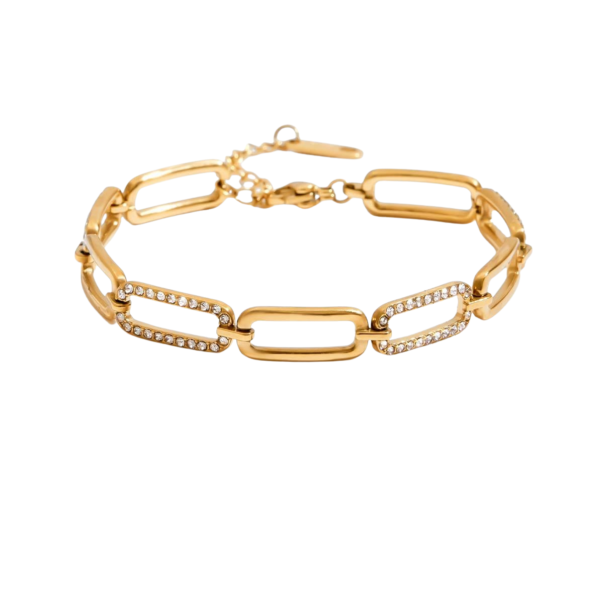 Gemma Gold Tone Zircon Chain Bracelet