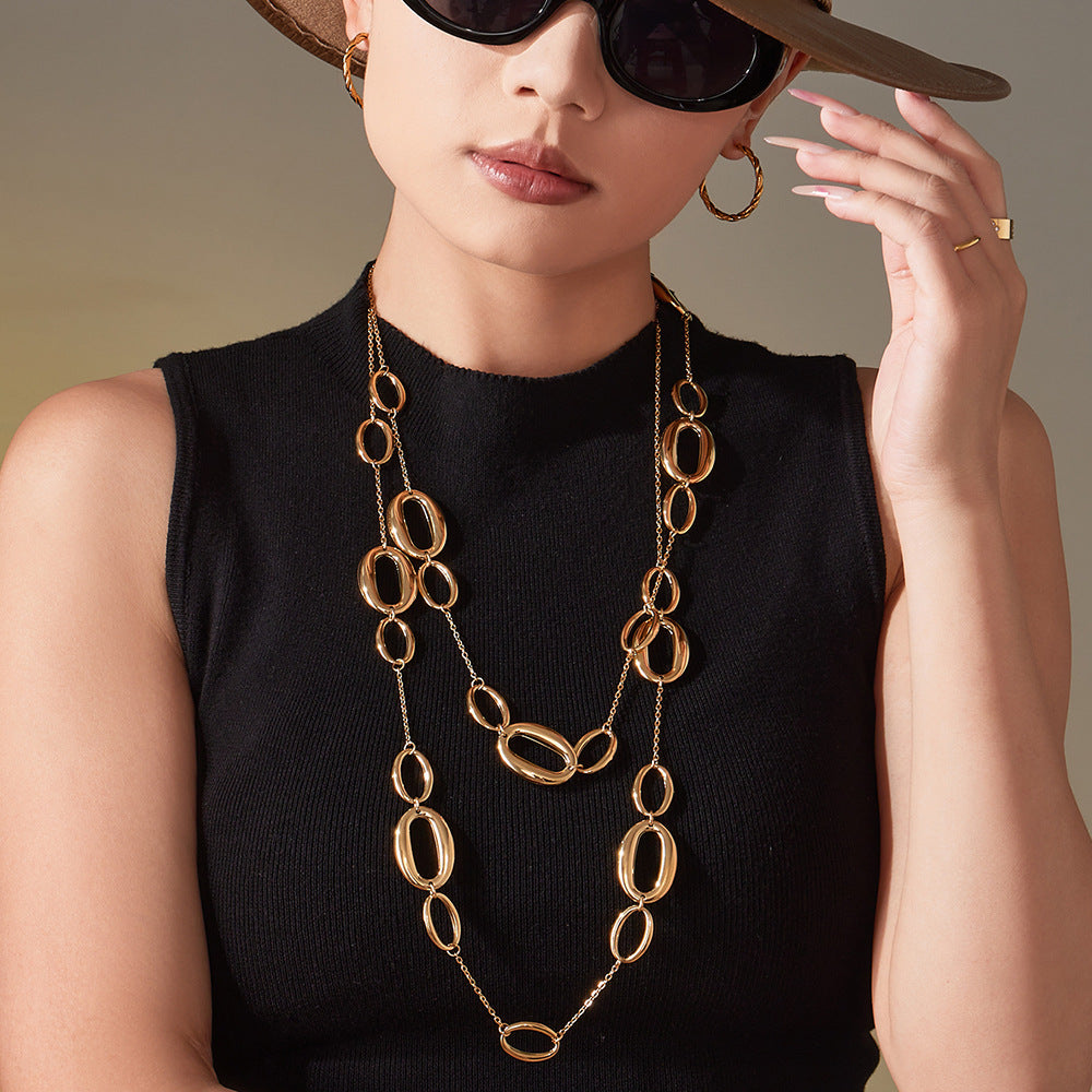 June Gold Tone Long Necklace