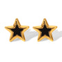 Zoe Gold Tone Black Star Stud Earrings
