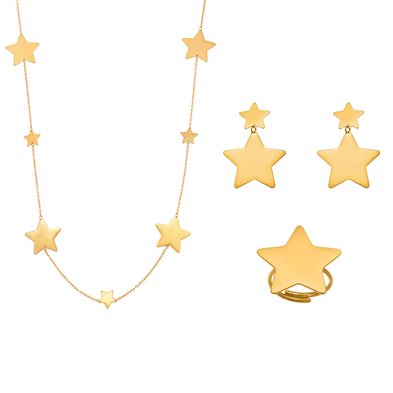 Ariana Gold Tone Stars Long Necklace