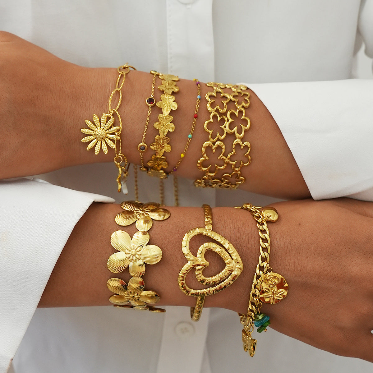 Sadie Gold Tone Flower Cuff Statement