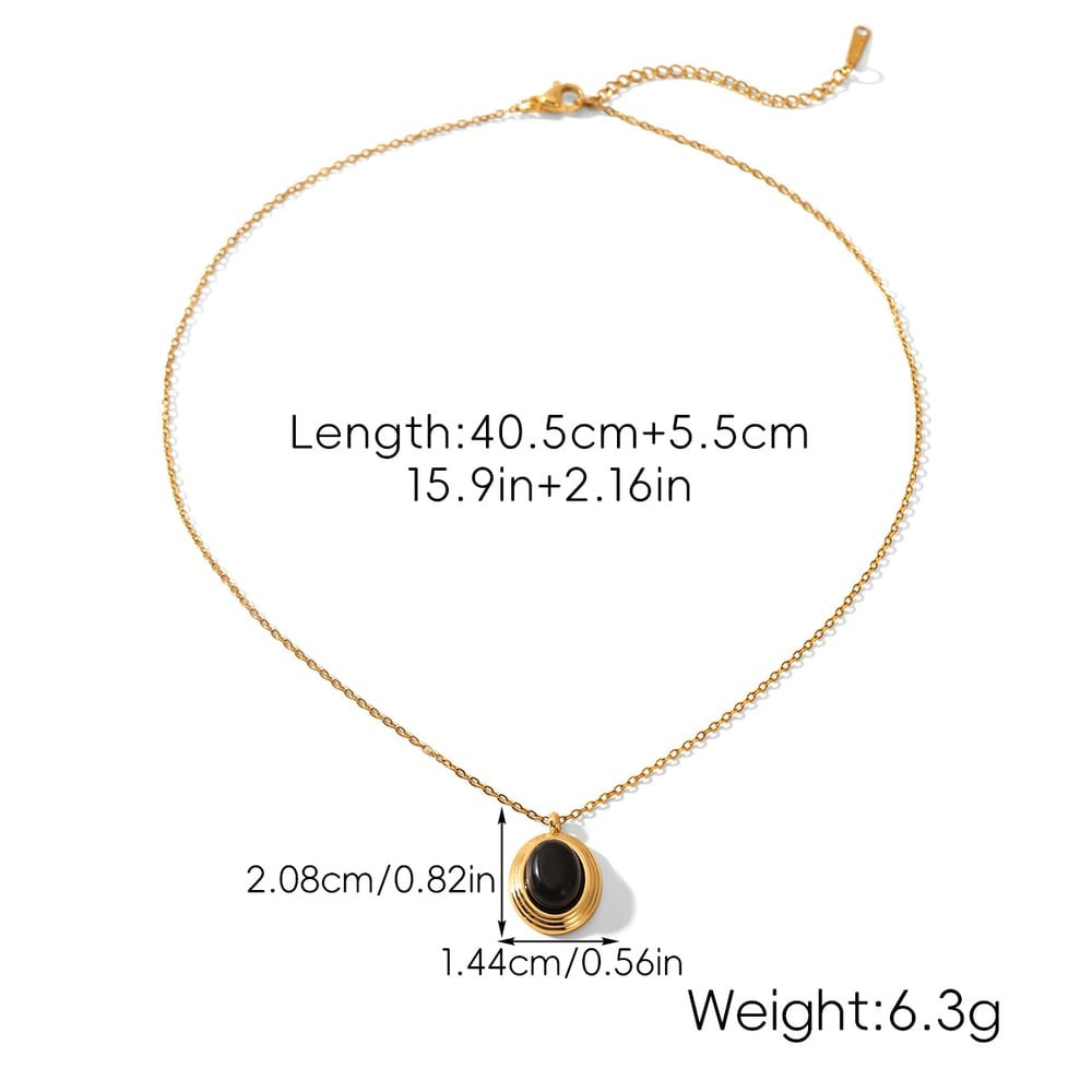 Lillian Gold Tone Black Stone Necklace