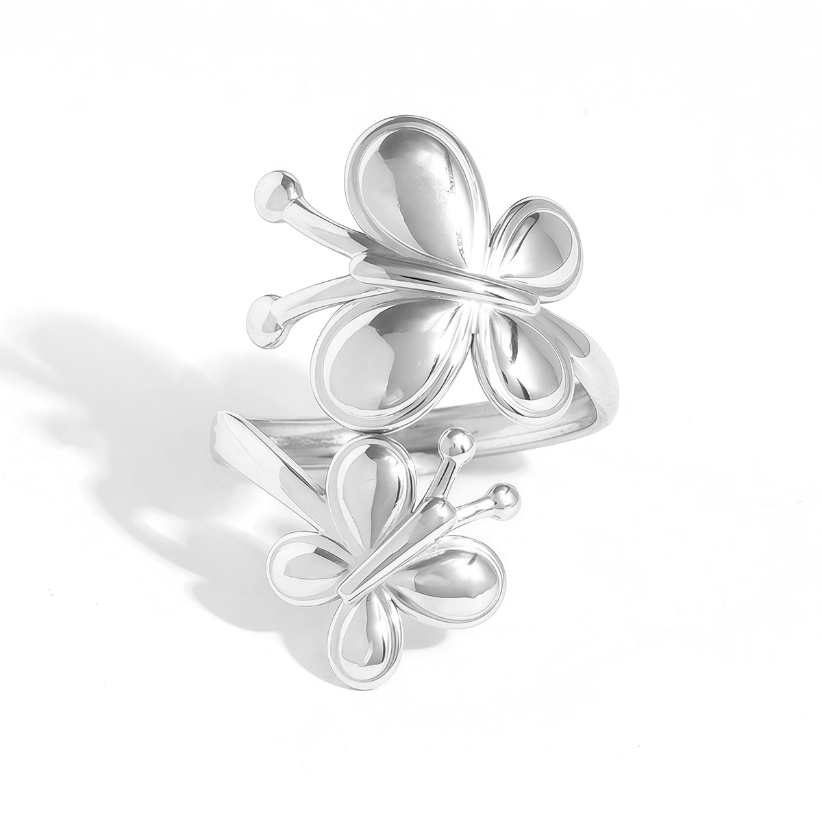 Grace Silver Tone Double Butterfly Ring