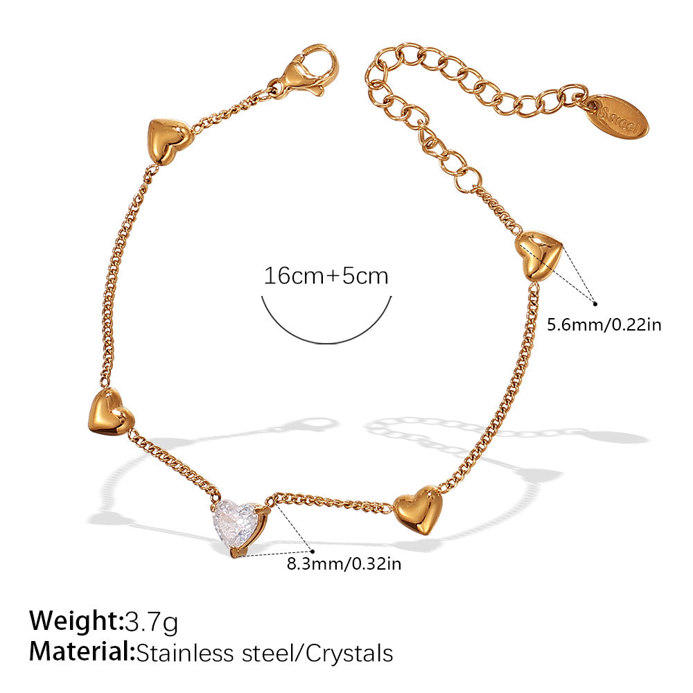 Piper Gold Tone Heart Zircon Bracelet