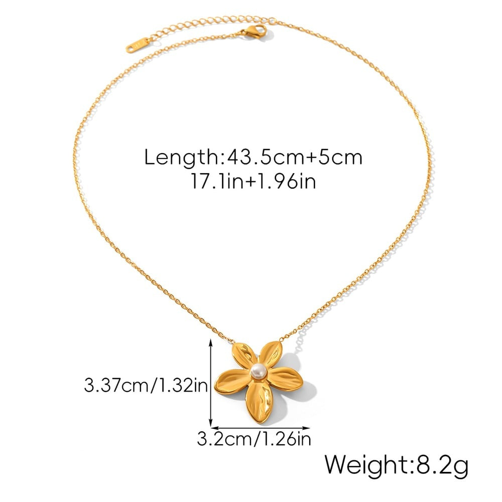 Willow Gold Tone Flower Pearl Necklace