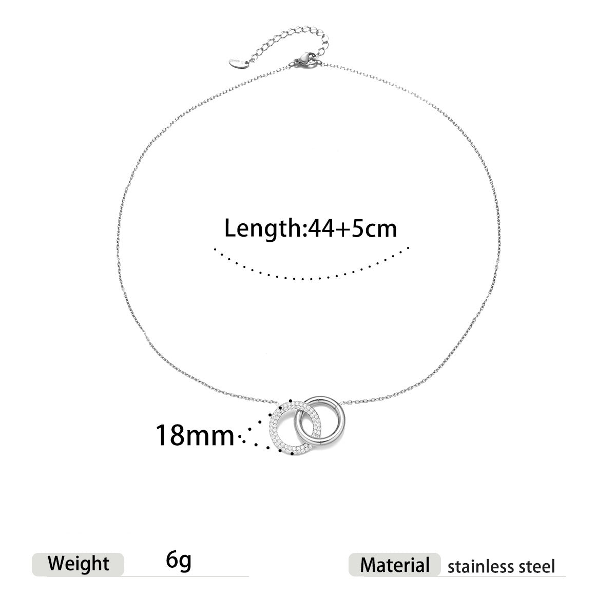 Kylie Silver Tone Dual Ring Zircon Necklace