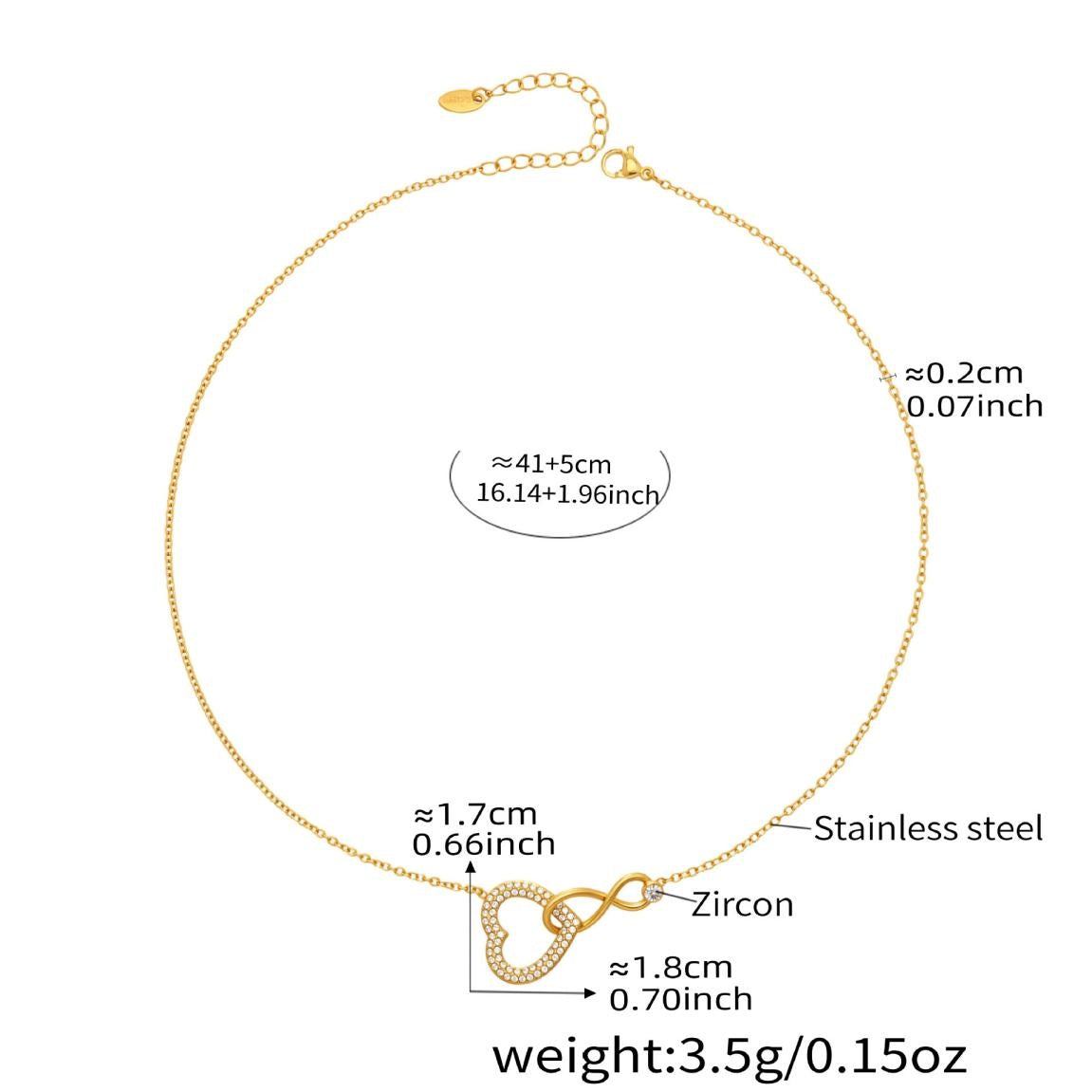Maria Gold Tone Infinity Heart Zircon Necklace