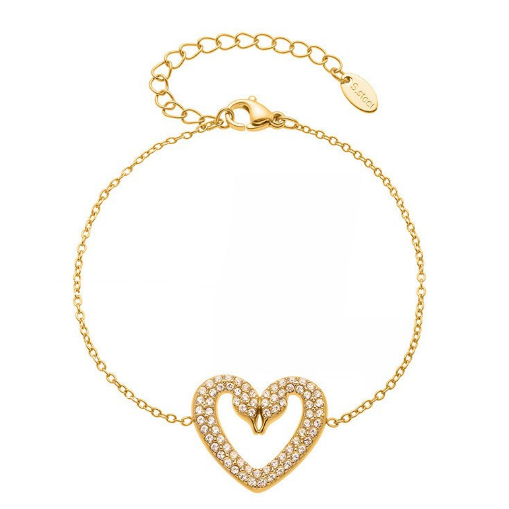 Parker Gold Tone Swan Heart Zircon Bracelet