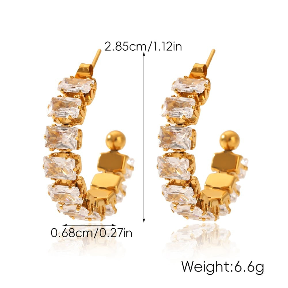 Ayla Gold Tone Zircon Hoop Earrings