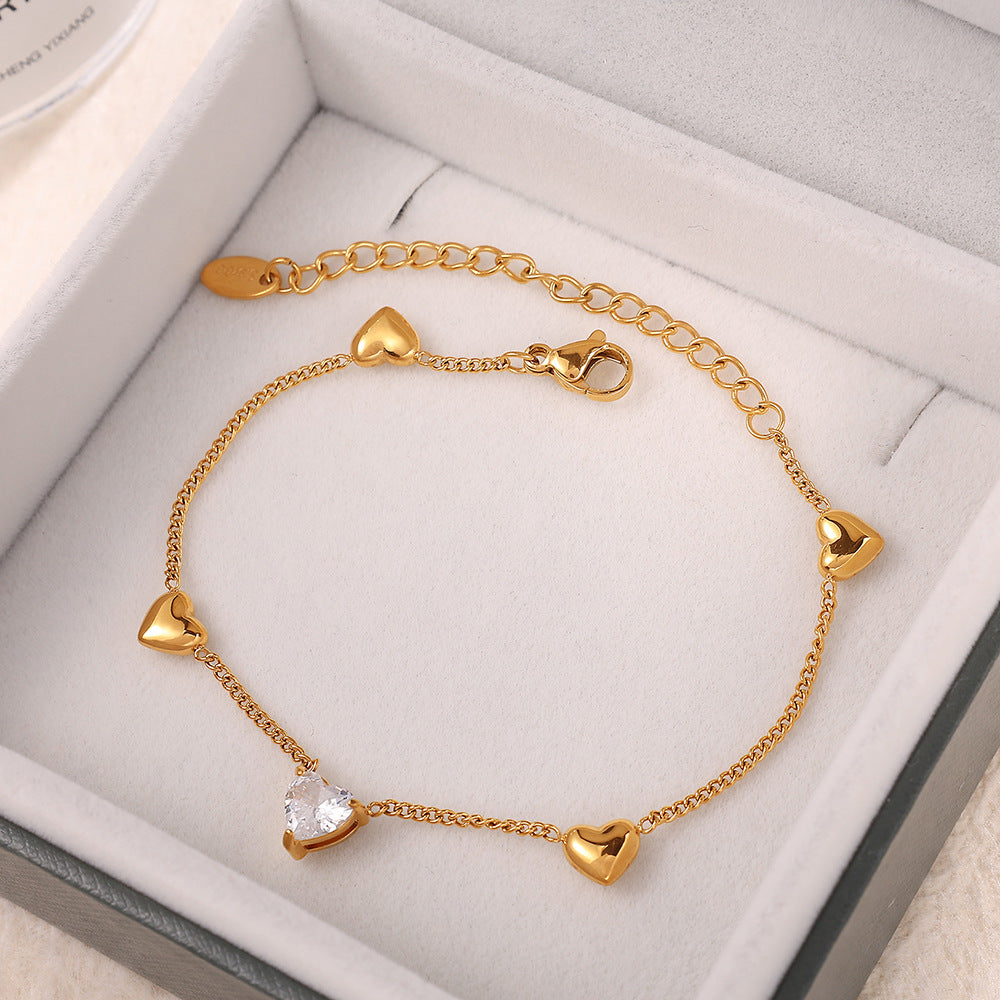 Piper Gold Tone Heart Zircon Bracelet