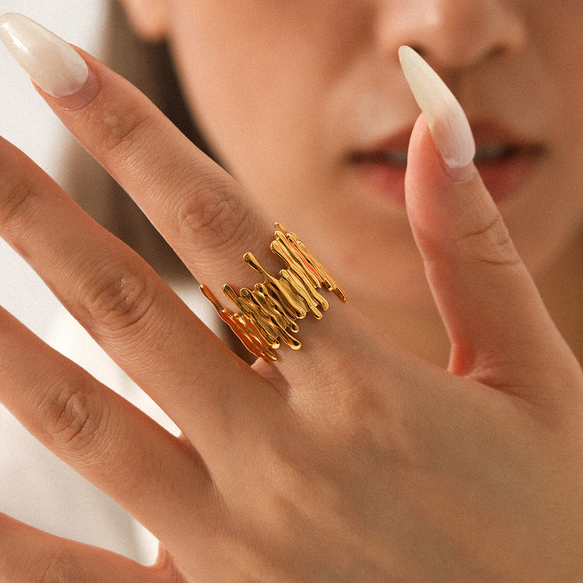 Sage Gold Tone Statement Ring