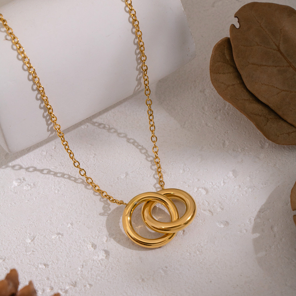 Alaia Gold Tone Interlock Circles Necklace
